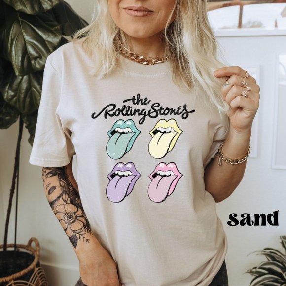 Boho Rolling Stones Graphic T-shirt Band Tee Rolling Stones Inspired Tee Unisex - Picture 2 of 3